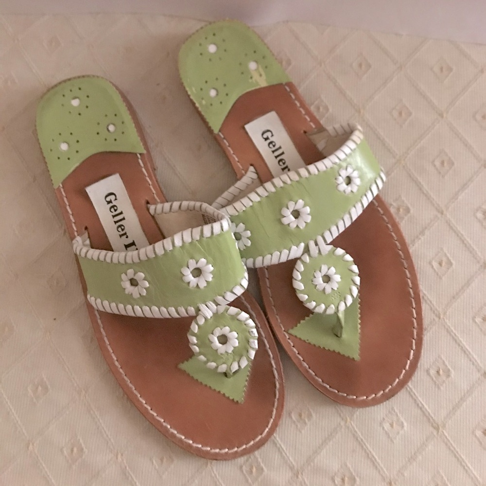 Closet Clean Out!! $10 Geller II Leather Sandy/Lime & White/Size 7 1/2